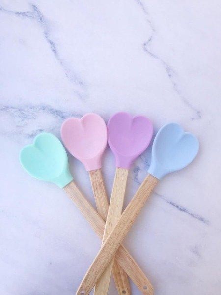 Espátula Silicona Mango Madera Corazón Corazones Diseño freeshipping - Emará