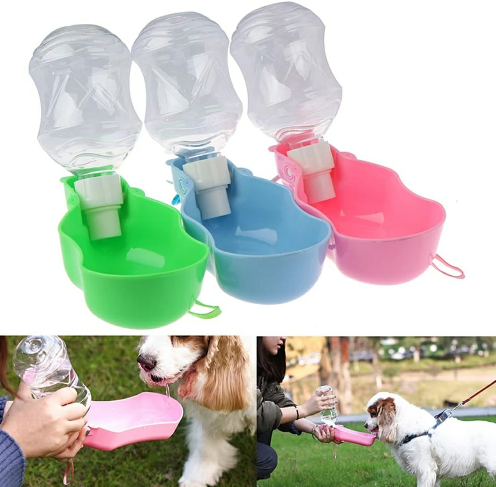 Botella con Bebedero Portátil con Gancho para Agua Perros y Mascotas 500ml freeshipping - Emará