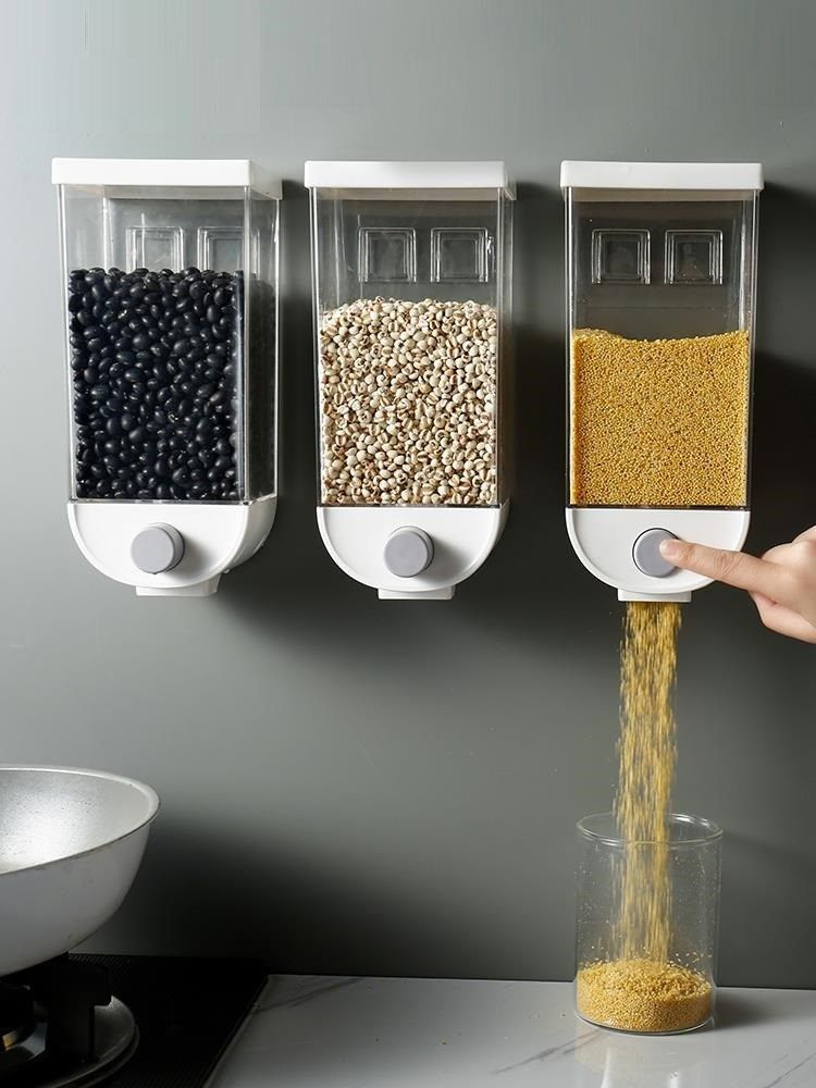 Dispenser Contenedor Alimentos Cereales 1000ml  Hermético con Adhesivo para colgar en la pared freeshipping - Emará