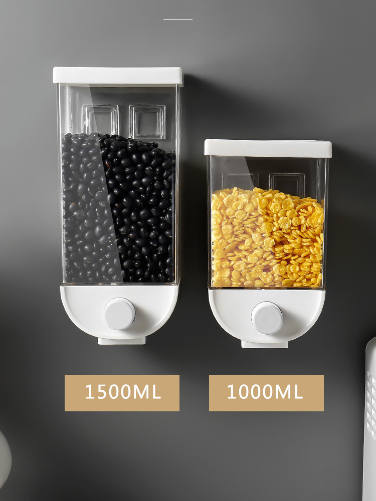 Dispenser Contenedor Alimentos Cereales 1000ml  Hermético con Adhesivo para colgar en la pared freeshipping - Emará