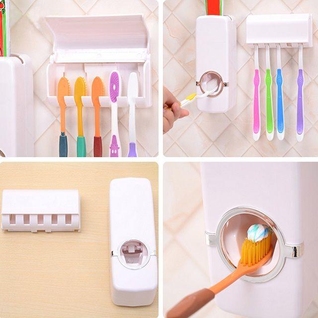 Dispenser Automático de pasta Dental Dentifrico mas Porta Cepillos 2 En 1 Linea Clasica freeshipping - Emará