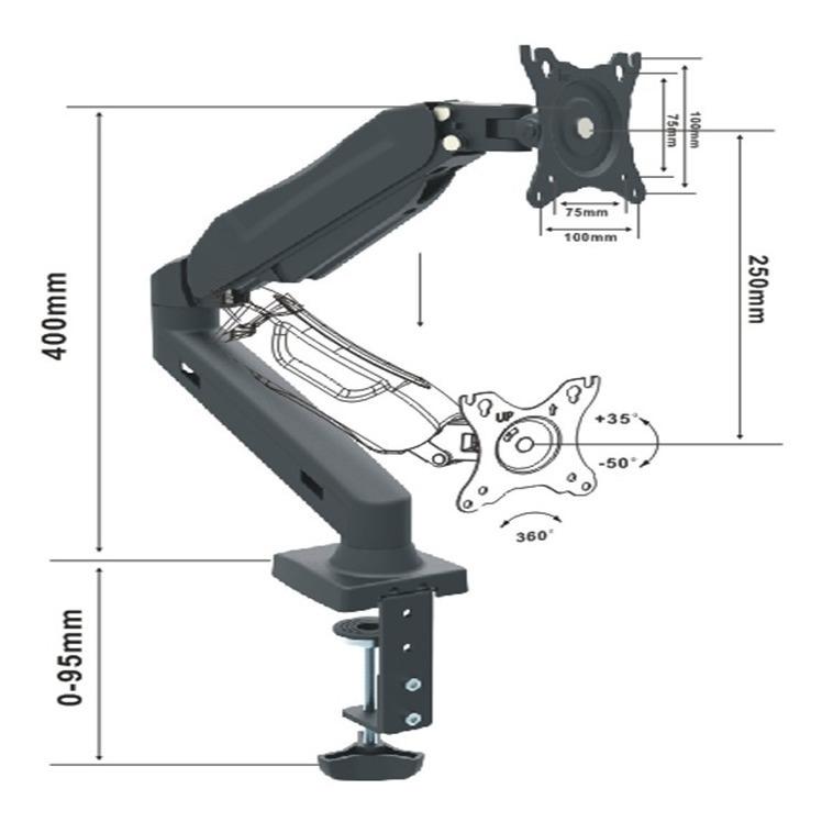 Soporte con Brazo/Doble Brazo Móvil Amortiguacion a Gas Sistema Hidraulico-Giratorio freeshipping - Emará