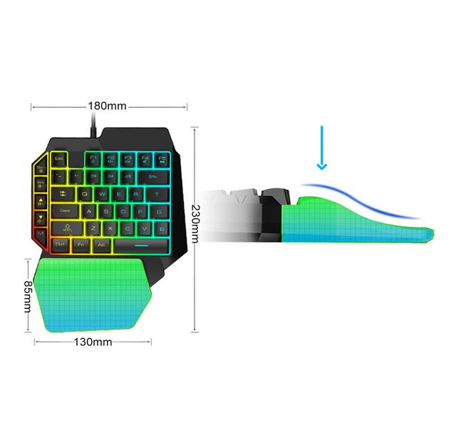 Teclado Gamer One Hand Semi-Mecanico Retroiluminado Rgb TACTICAL freeshipping - Emará