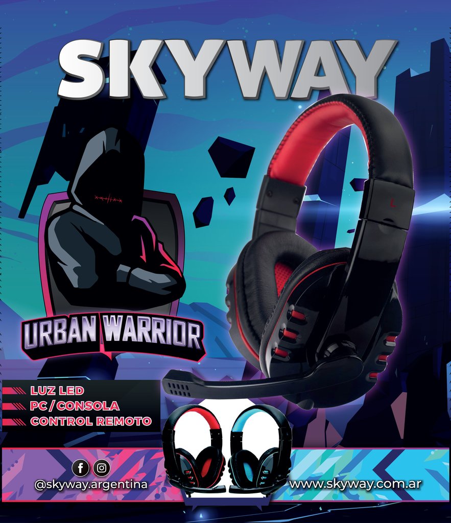 Auriculares Gamer con Micrófono Urban Warrior Retroilumniado +1Ficha mini jack freeshipping - Emará