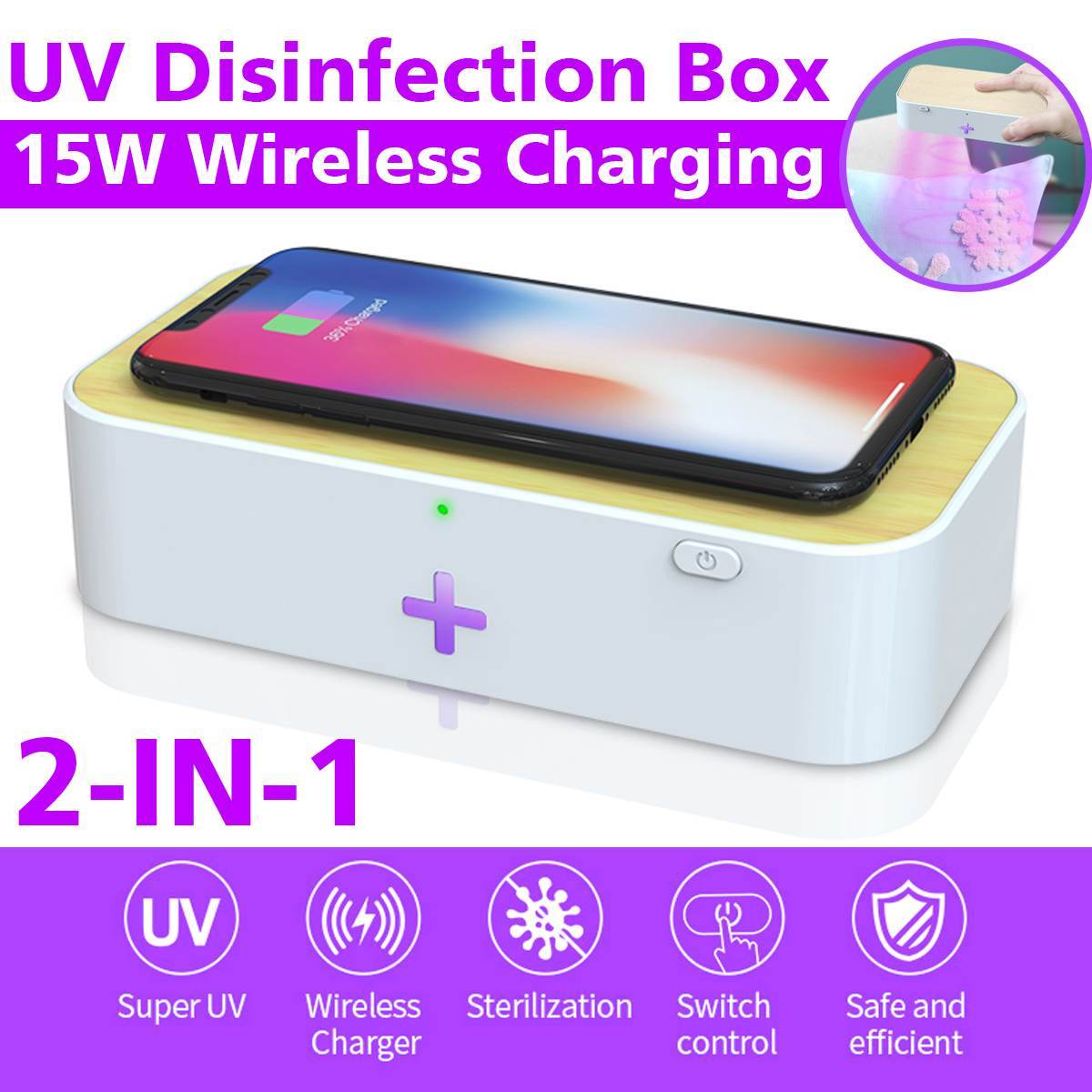 Esterilizador UV Portatil + Cargador Inalambrico Qi 15w freeshipping - Emará