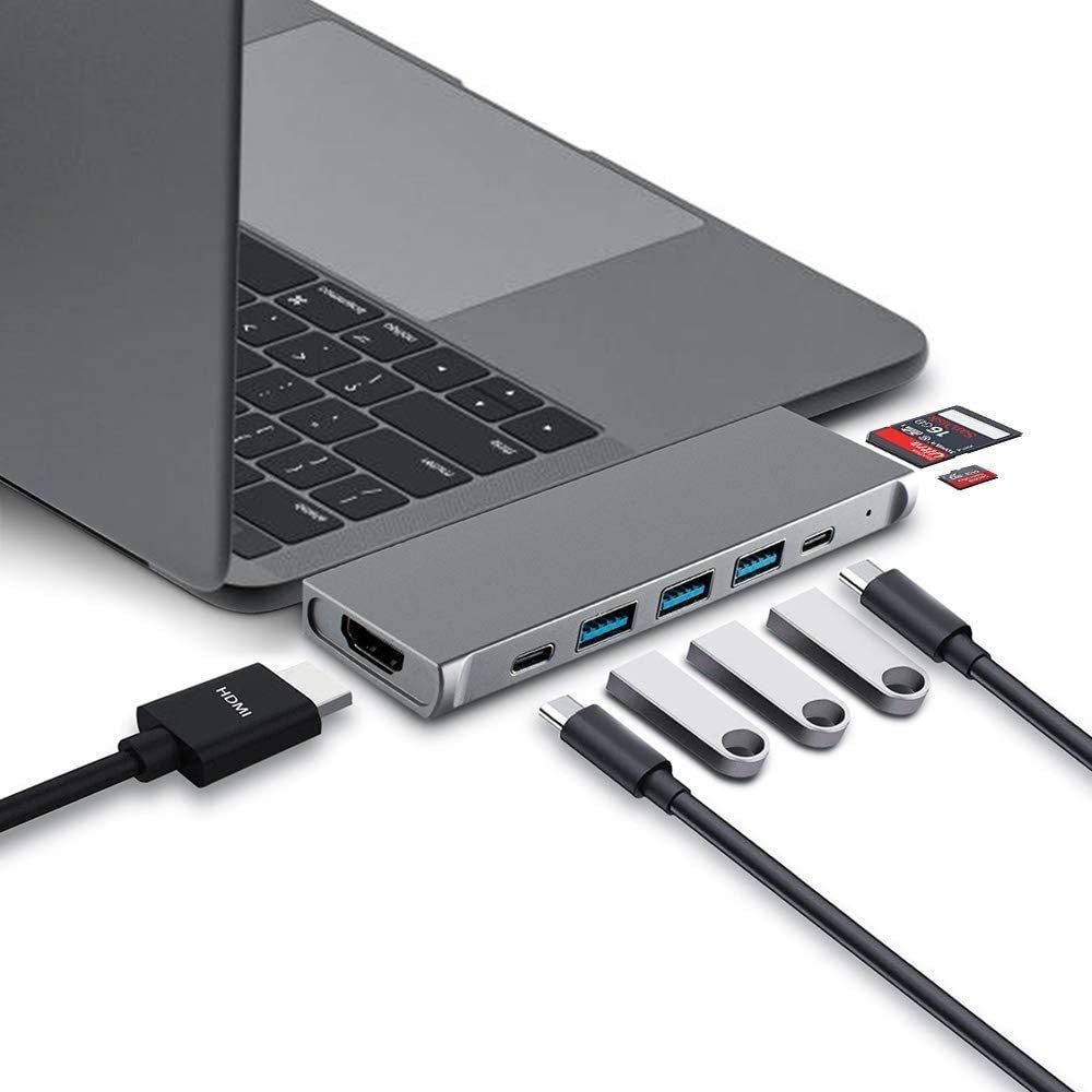 Hub Usb Tipo C  de Aluminio - 8 Puertos (HDMI 4K - SD - USB 3.0)  Para Macbook M1 - Pro & Air freeshipping - Emará