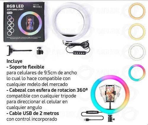 Aro Luz Led Rgb Colores 26 Cm con Soporte Celular freeshipping - Emará