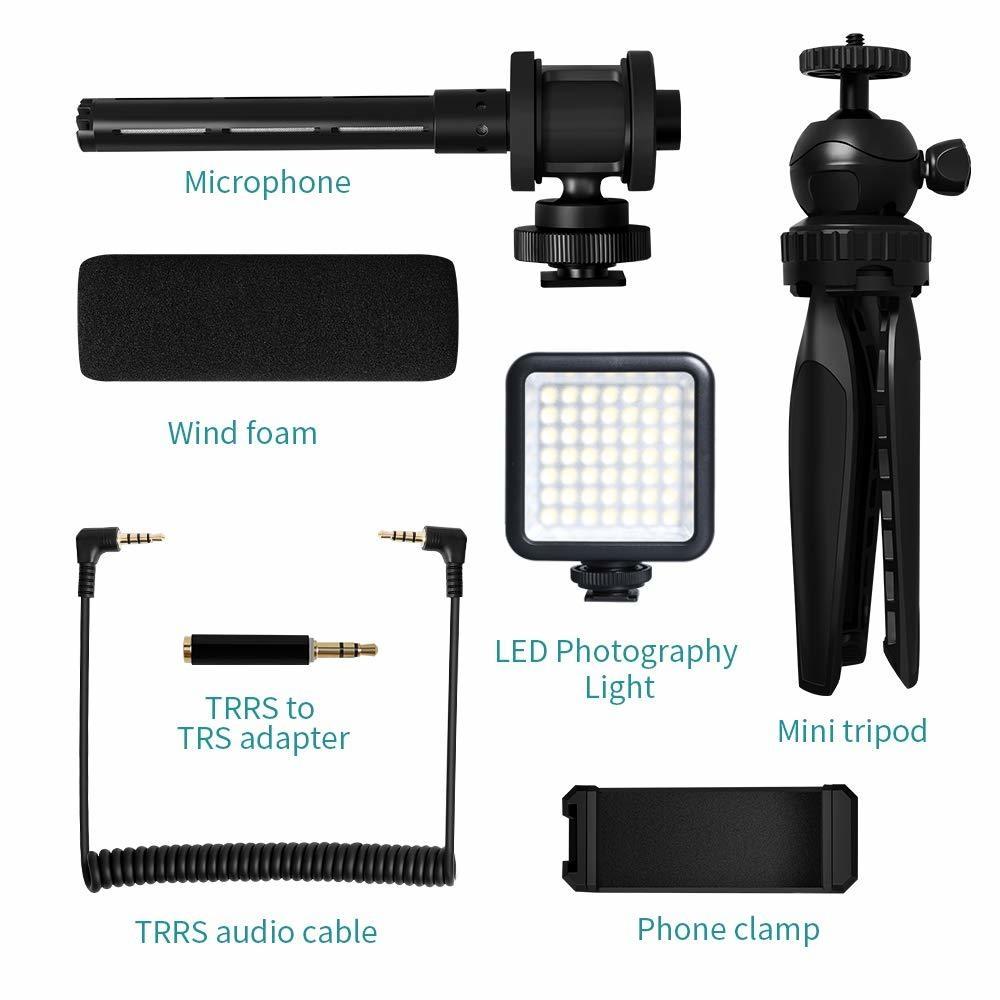 Kit Vlog Streaming Tripode Luz Led Iluminador Microfono TR14 freeshipping - Emará