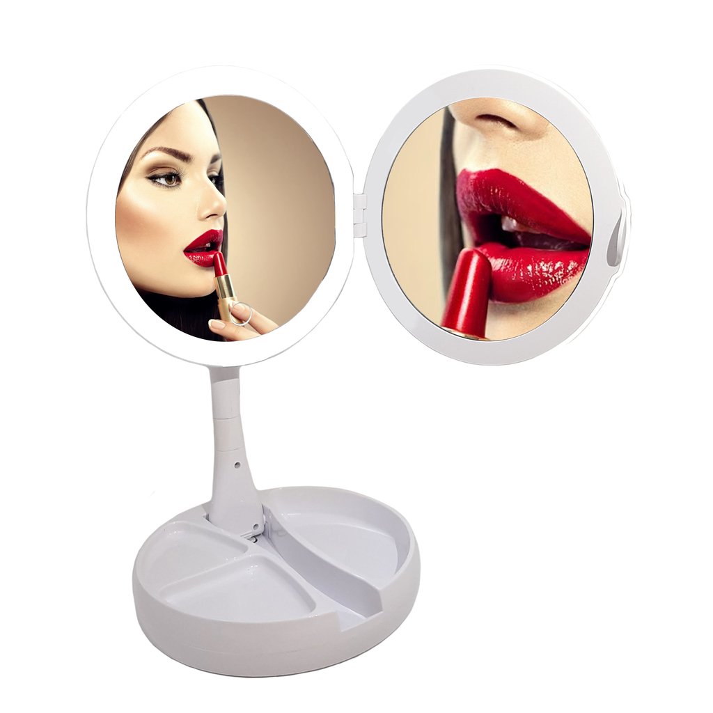 Espejo Doble para Maquillaje con Luz Led Tactil (carga Usb) y Aumento x10 freeshipping - Emará