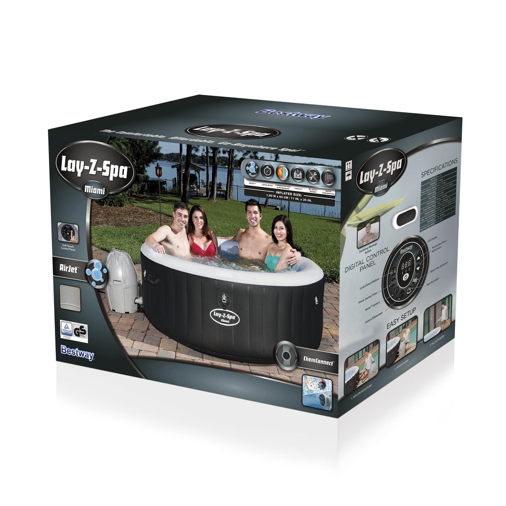 JACUZZI INFLABLE Lay-Z-Spa Miami BESTWAY 4344-54123 669 Litros freeshipping - Emará