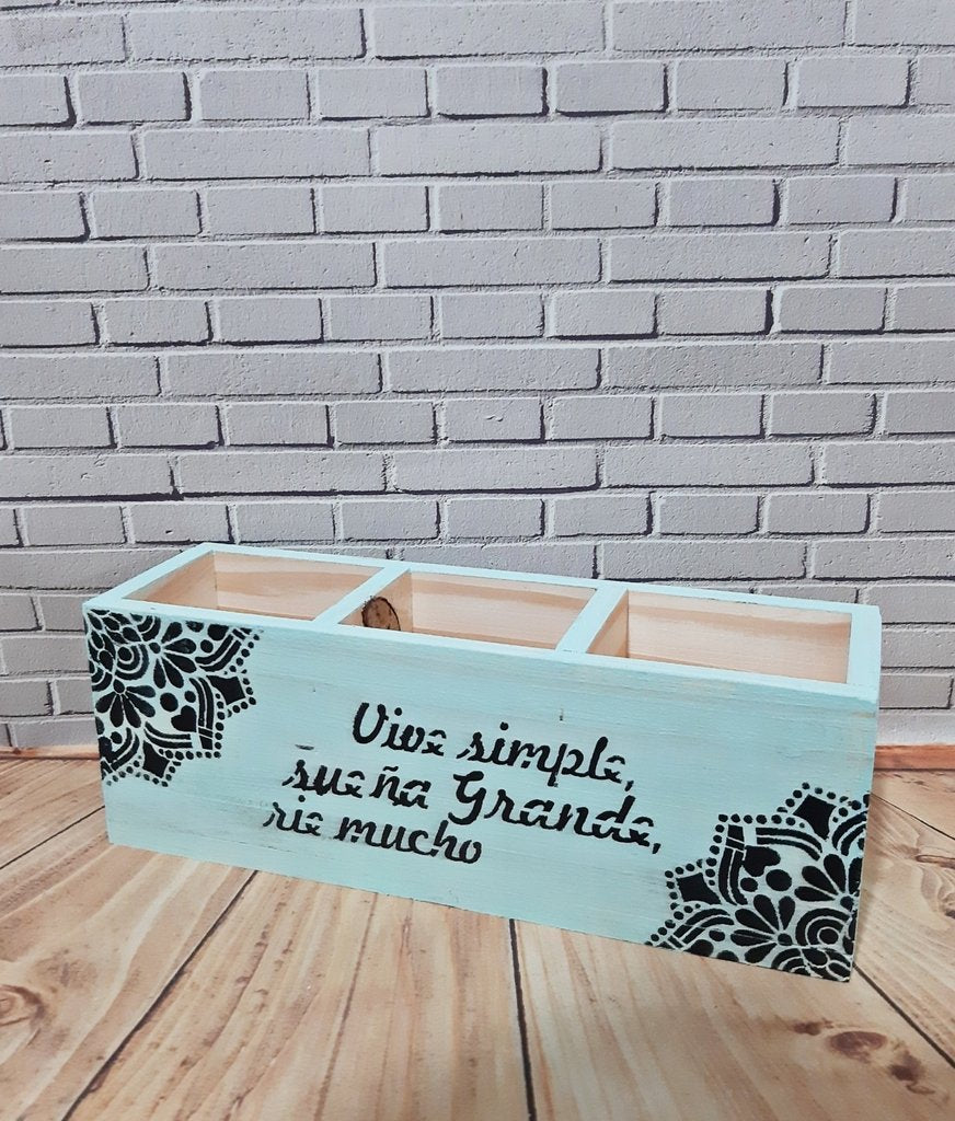 Cajoncito de Madera 30x10x10cm con Frases Estilo acetero 12 Diseños freeshipping - Emará