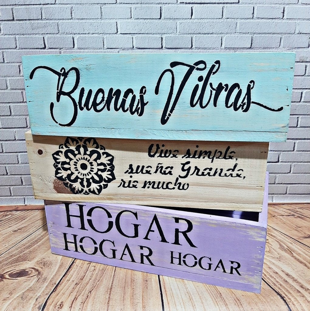 Cajoncito de Madera 30x18x9cm con Frases Estilo Vintage Rustico 5 Diseños freeshipping - Emará