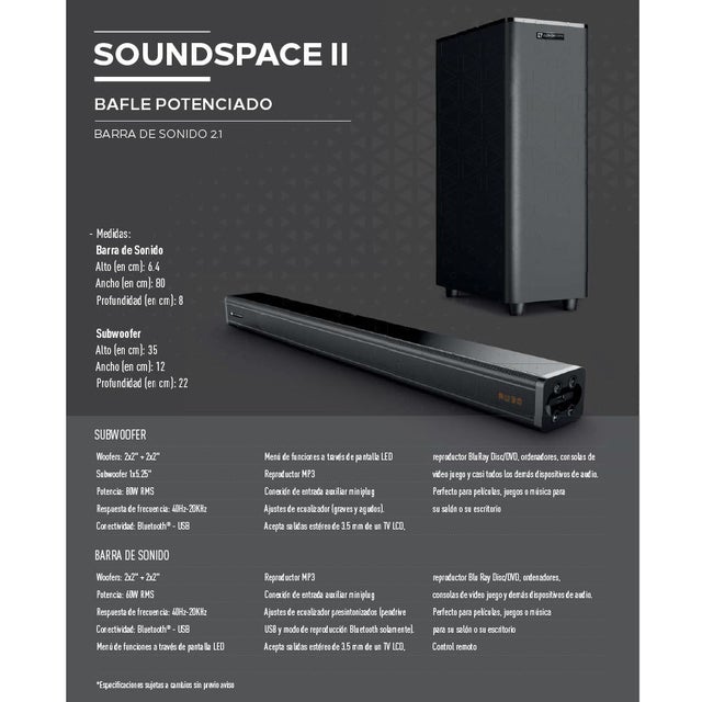 BARRA DE SONIDO 2.1 SOUNDSPACE II freeshipping - Emará