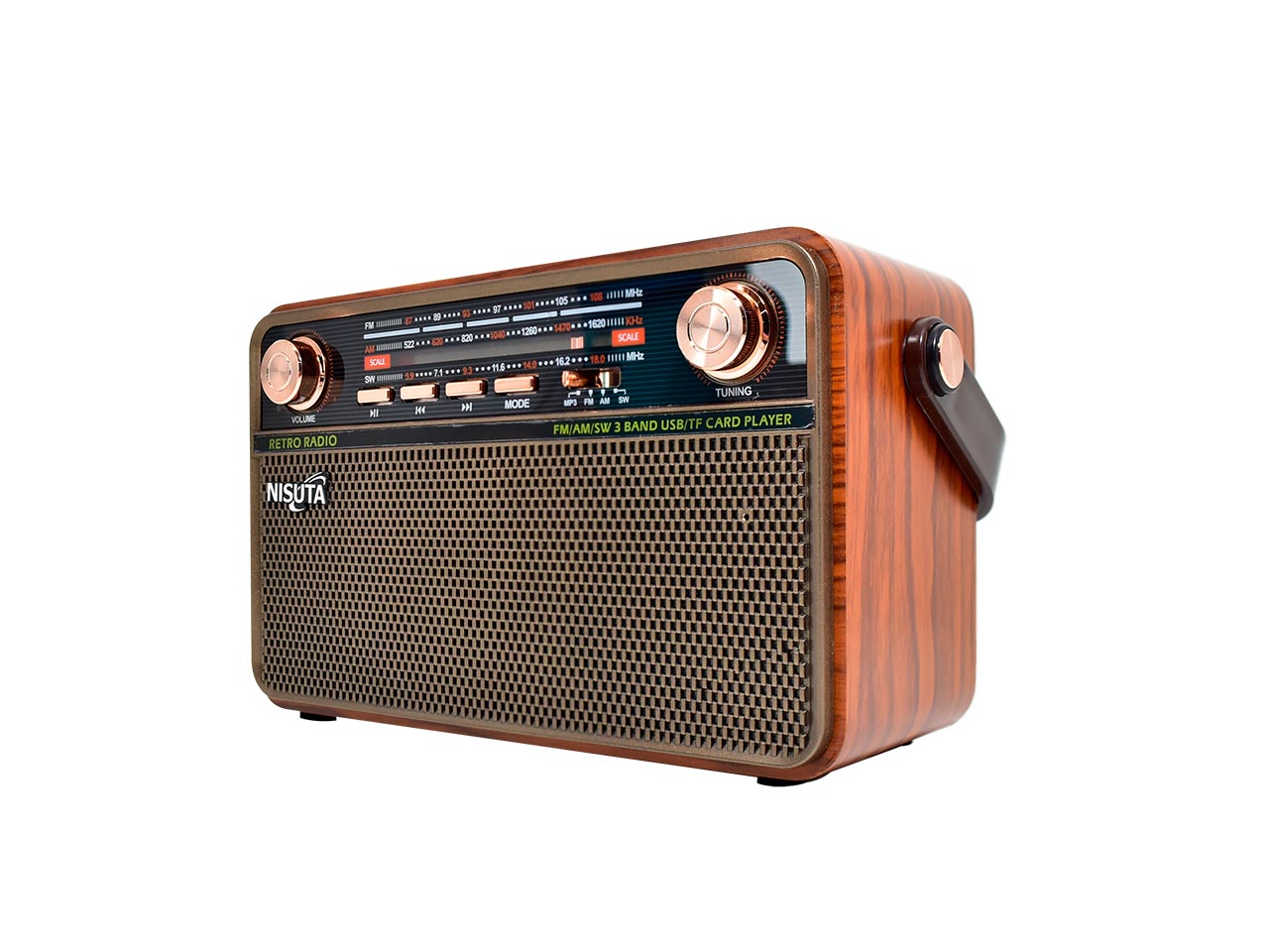 Radio Portátil Vintage Bluetooth AM/FM/SW Control Remoto Nisuta NSRV21 freeshipping - Emará