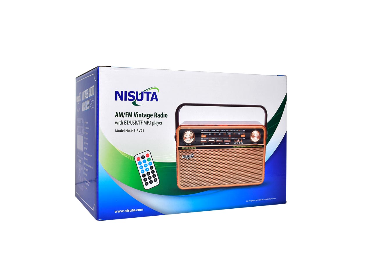 Radio Portátil Vintage Bluetooth AM/FM/SW Control Remoto Nisuta NSRV21 freeshipping - Emará